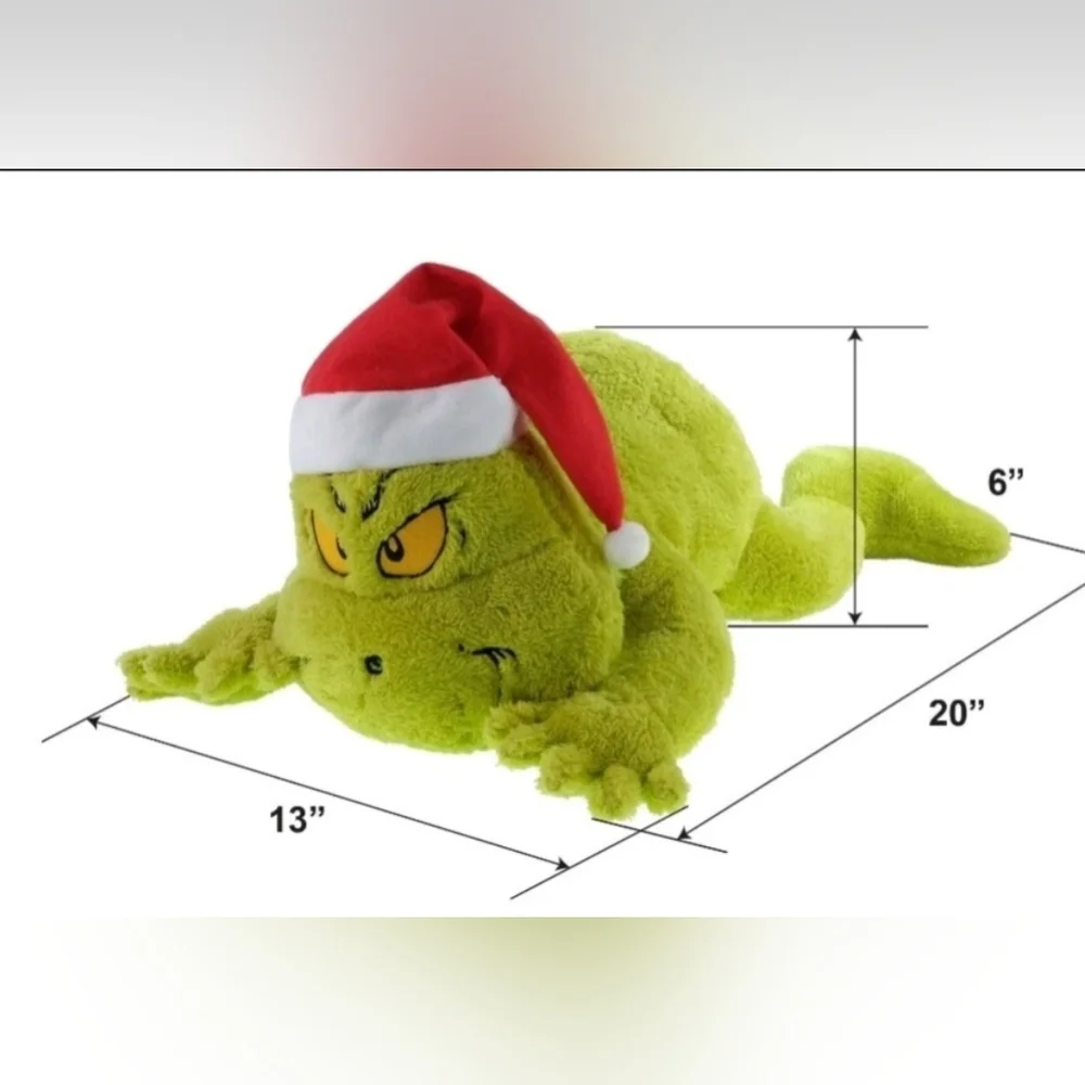 New Dr Seuss Grinch Floppy Plush with Santa hat